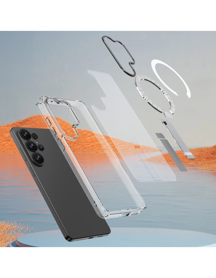 Hybrid Armor X Case for Samsung Galaxy S26 Ultra with Stand, Compatible with MagSafe - Transparent