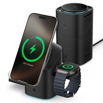Spigen Essential EF223MS 3-in-1 QI2 Wireless Charger - Black Spigen Essential EF223MS 3-in-1 QI2 Wireless Charger - Black