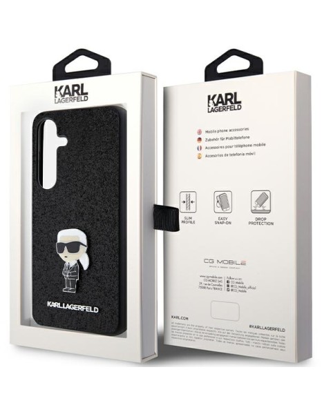 Karl Lagerfeld Fixed Glitter Ikonik Logo Metal Pin case for Samsung Galaxy S24+ - black