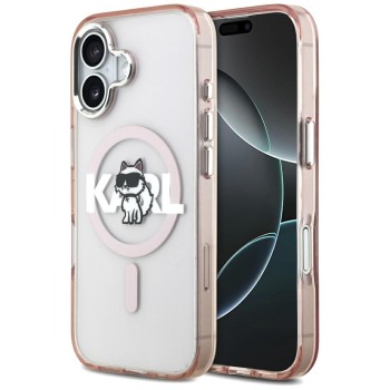 Karl Lagerfeld IML Choupette Sketch Logo MagSafe iPhone 17 Case - Pink