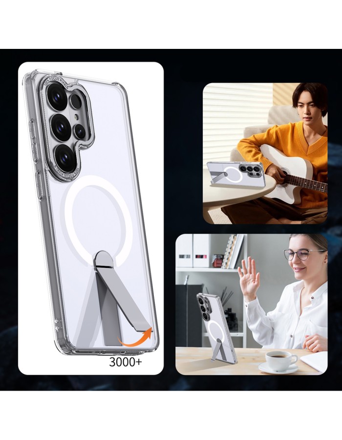 Hybrid Armor X Case for Samsung Galaxy S26 Ultra with Stand, Compatible with MagSafe - Transparent