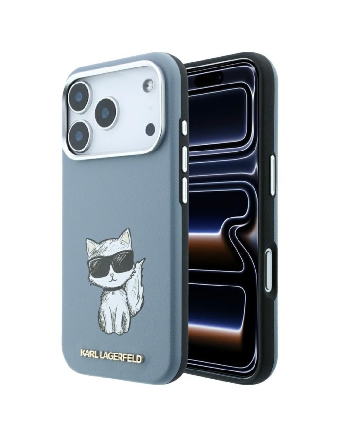 Karl Lagerfeld Smooth Choupette Sketch MagSafe case for iPhone 18 Pro / 17 Pro - light blue
