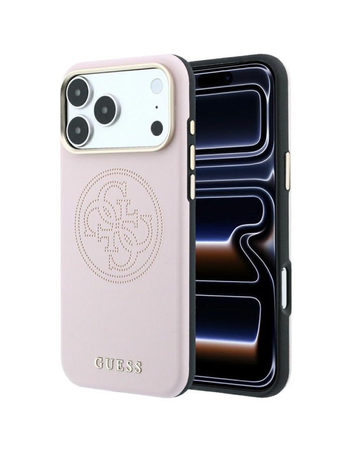 Guess Perforated 4G Gold Logo Magsafe Case for iPhone 17 Pro Max / 18 Pro Max - Pink