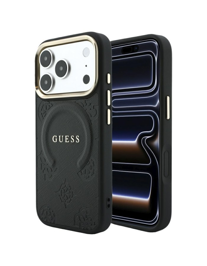 Guess Saffiano Peony & Ring MagSafe Case for iPhone 17 Pro Max / 18 Pro Max - Black Guess Saffiano Peony & Ring MagSafe Case for iPhone 17 Pro Max / 18 Pro Max - Black