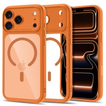Tech-Protect MagPeak MagSafe CC Case for iPhone 18 Pro / 17 Pro - Transparent Orange