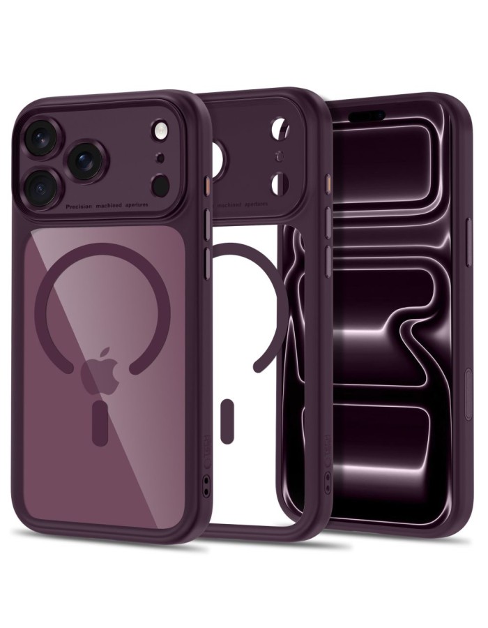Tech-Protect MagPeak MagSafe CC Case for iPhone 18 Pro Max / 17 Pro Max - Clear Burgundy Tech-Protect MagPeak MagSafe CC Case for iPhone 18 Pro Max / 17 Pro Max - Clear Burgundy