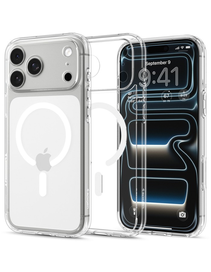 Spigen Ultra Hybrid MagSafe Case for iPhone 18 Pro / 17 Pro - Clear and White
