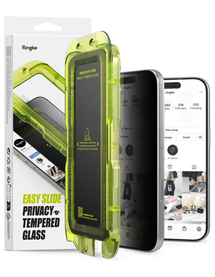 Ringke Easy Slide Privacy 2-Pack Tempered Glass for iPhone 18 Pro Max
