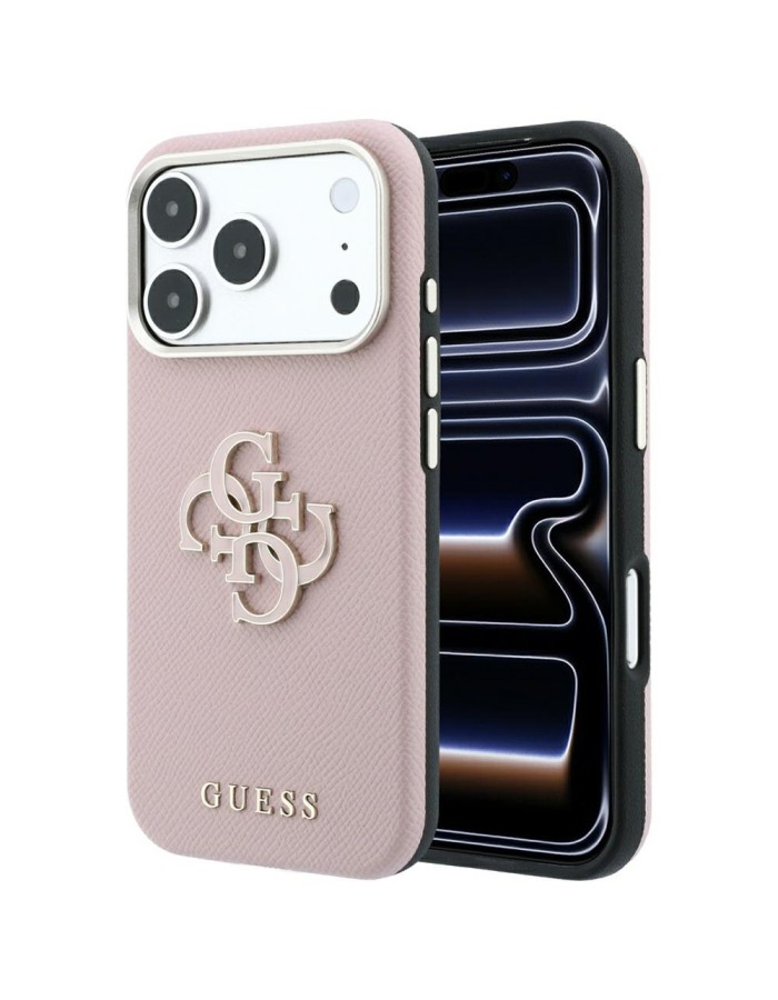 Guess Grained & Big Resin Logo Case for iPhone 18 Pro Max / 17 Pro Max - Pink Guess Grained & Big Resin Logo Case for iPhone 18 Pro Max / 17 Pro Max - Pink