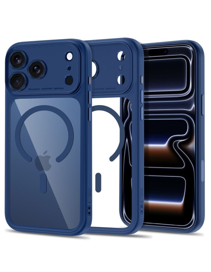 Tech-Protect MagPeak MagSafe CC Case for iPhone 18 Pro / 17 Pro - Clear Navy Blue Tech-Protect MagPeak MagSafe CC Case for iPhone 18 Pro / 17 Pro - Clear Navy Blue