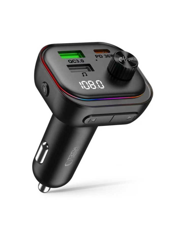 Tech-Protect CC07 3-Port PD 54W Car Charger + Bluetooth FM Transmitter - Black Tech-Protect CC07 3-Port PD 54W Car Charger + Bluetooth FM Transmitter - Black