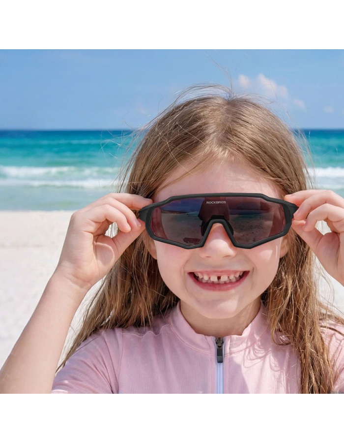 Rockbros SP383 Polarized Mirror Kids Cycling Glasses with UV400 Protection - Black Rockbros SP383 Polarized Mirror Kids Cycling Glasses with UV400 Protection - Black