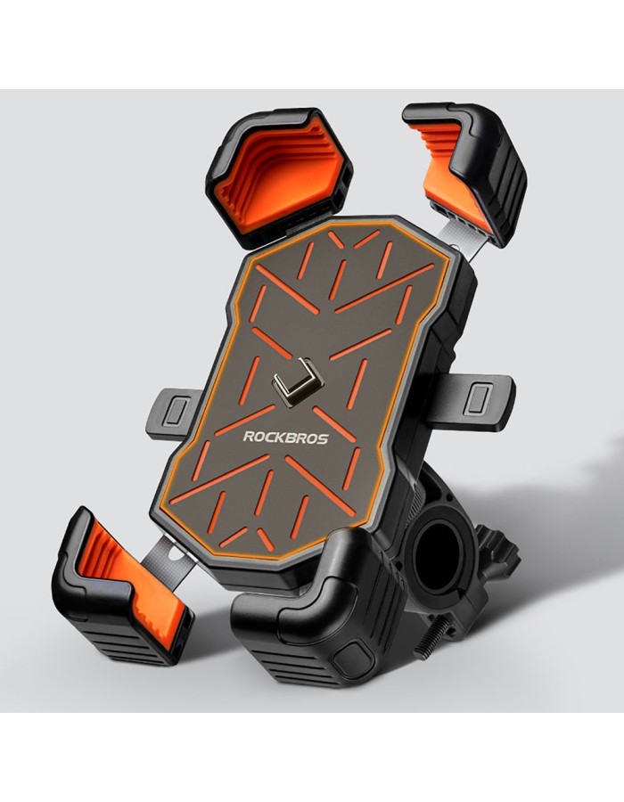 Rockbros HW-117 Handlebar Clamp Phone Holder - Black and Orange Rockbros HW-117 Handlebar Clamp Phone Holder - Black and Orange