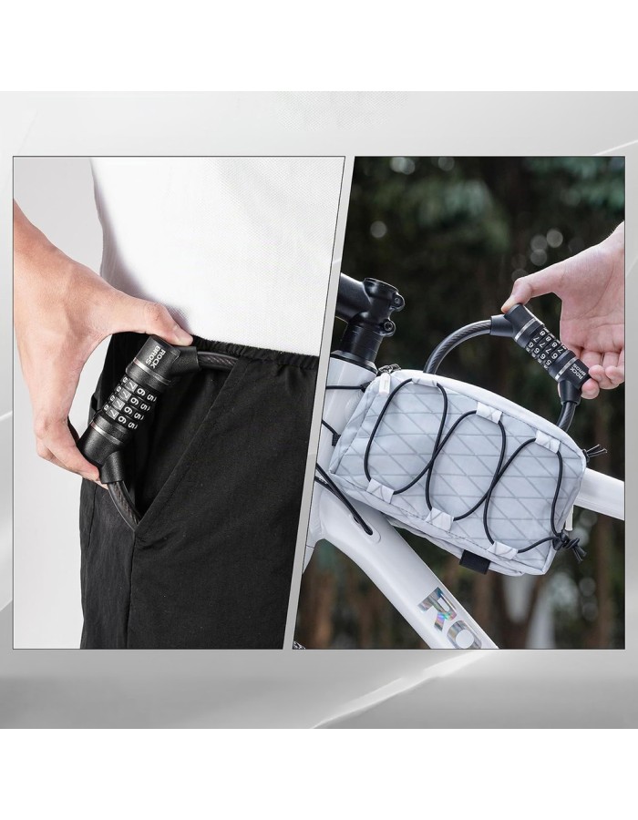 Rockbros 87639-4 bicycle lock with code and steel cable - black