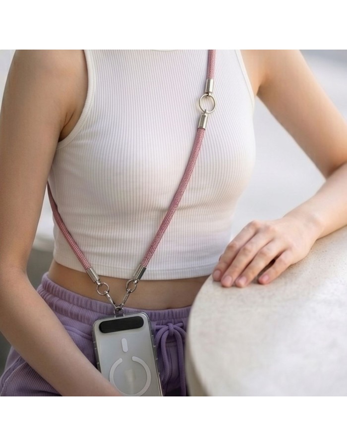 Tech-Protect C10S Crossbody Phone Lanyard (114 cm) + Wrist Strap (31 cm) - Pink Titanium Tech-Protect C10S Crossbody Phone Lanyard (114 cm) + Wrist Strap (31 cm) - Pink Titanium