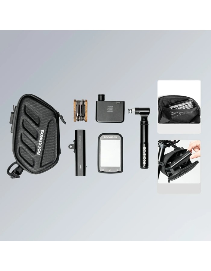Rockbros C61 Bike Saddle Bag with Smart Rear Light 0.45L - Black Rockbros C61 Bike Saddle Bag with Smart Rear Light 0.45L - Black