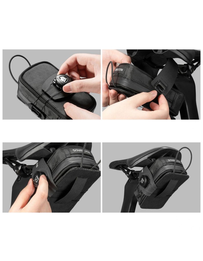 Rockbros P010 0.2L Bike Saddle Bag with 0.6L Bottle Holder - Black Rockbros P010 0.2L Bike Saddle Bag with 0.6L Bottle Holder - Black