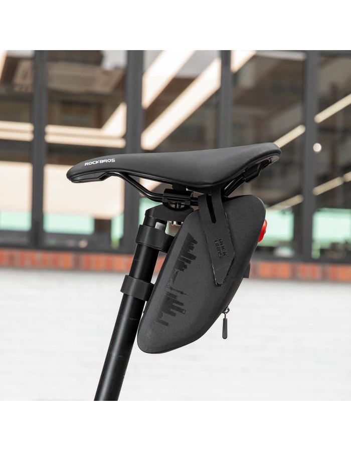 Rockbros AS-078-1 Bicycle Seat Bag with Smart Rear Light 0.8L - Black Rockbros AS-078-1 Bicycle Seat Bag with Smart Rear Light 0.8L - Black
