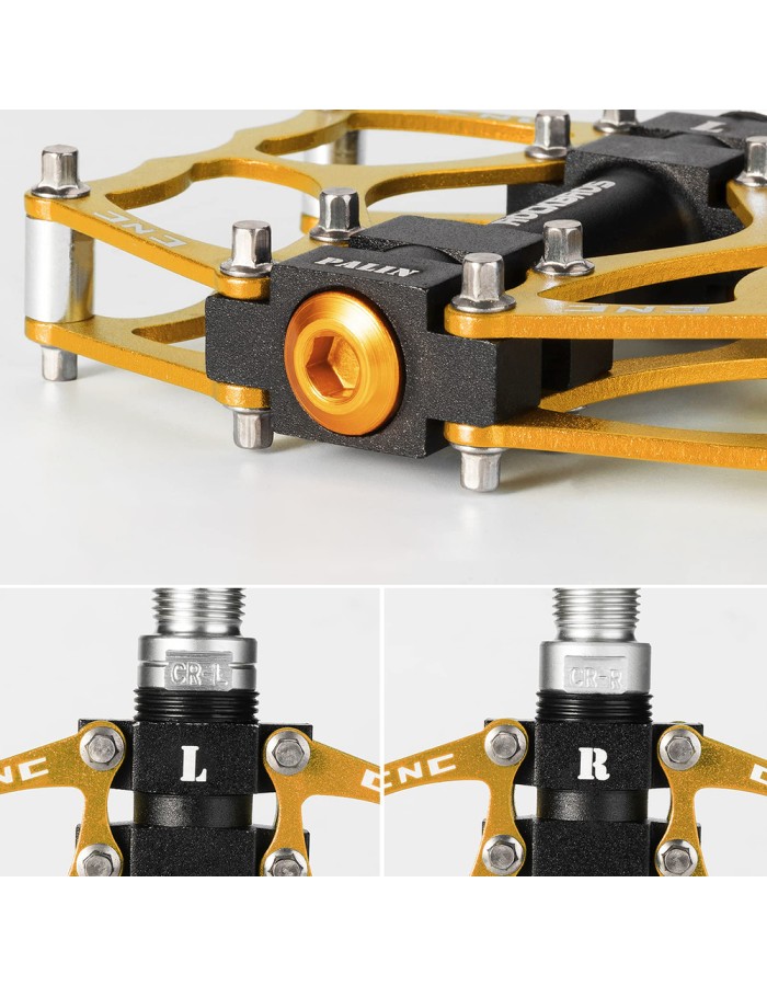 Rockbros JT201012LG 2010-12L Aluminum Platform Bicycle Pedals - Gold Rockbros JT201012LG 2010-12L Aluminum Platform Bicycle Pedals - Gold