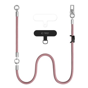 Tech-Protect C10S Crossbody Phone Lanyard (114 cm) + Wrist Strap (31 cm) - Pink Titanium