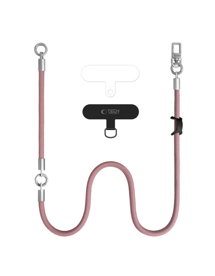 Tech-Protect C10S Crossbody Phone Lanyard (114 cm) + Wrist Strap (31 cm) - Pink Titanium Tech-Protect C10S Crossbody Phone Lanyard (114 cm) + Wrist Strap (31 cm) - Pink Titanium