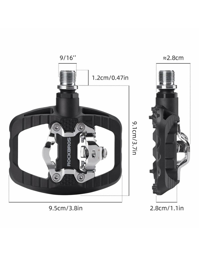 Rockbros PD303 Half-Lock Platform Bicycle Pedals - Black