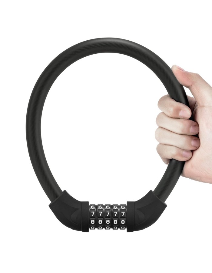 Rockbros RKS870-BK bicycle lock with code, steel cable, 85 cm - black