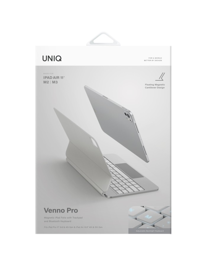 Uniq Venno Pro Magnetic Smart Case with Keyboard for iPad Air 10.9" (2020/2022) / Pro 11" (2021/2022) / Air 11" (2024/2025/2026) - White Uniq Venno Pro Magnetic Smart Case with Keyboard for iPad Air 10.9" (2020/2022) / Pro 11" (2021/2022) / Air 11" (2024/2025/2026) - White