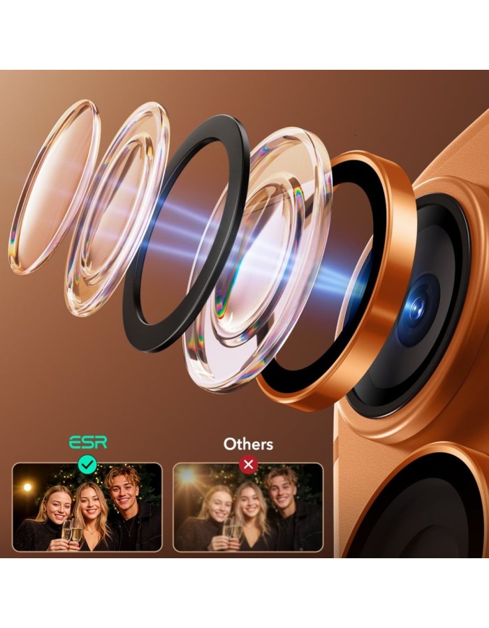 ESR Armorite Camera Lens Glass for iPhone 17 Pro / Max / 15 Pro / Max / 16 Pro / Max / 17 Pro / Max - Orange