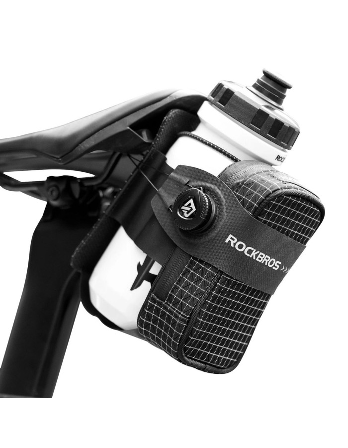Rockbros P010 0.2L Bike Saddle Bag with 0.6L Bottle Holder - Black Rockbros P010 0.2L Bike Saddle Bag with 0.6L Bottle Holder - Black