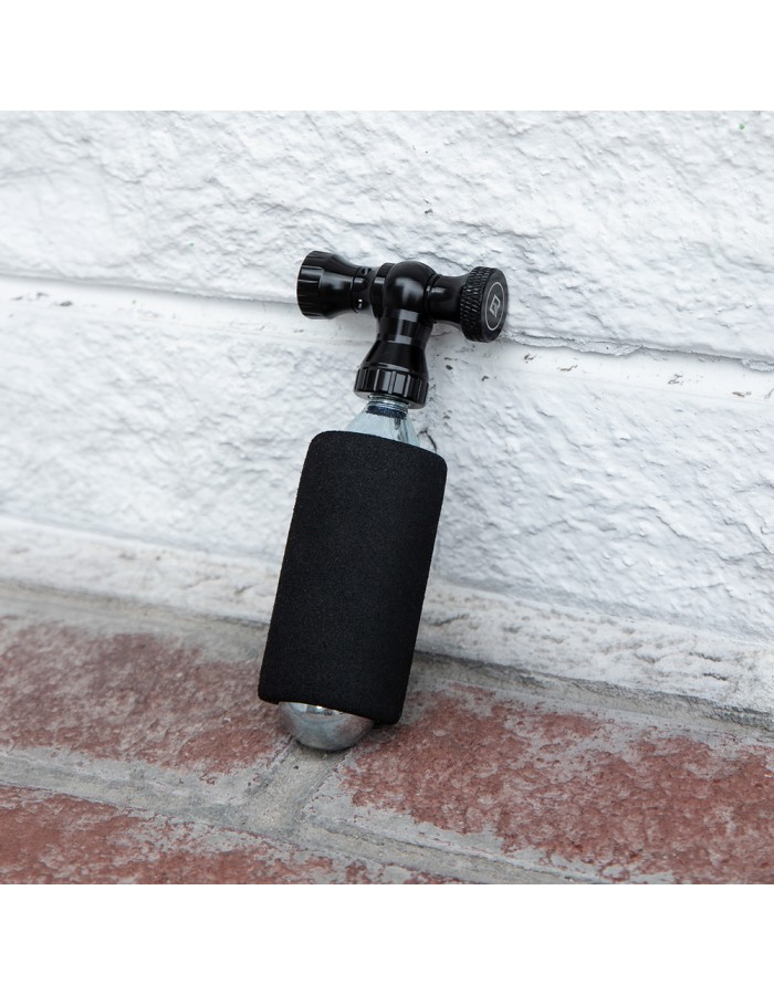 Rockbros CO₂ pump, aluminum alloy valve head, cartridge-free, Presta/Schrader compatible - black