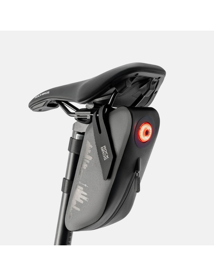 Rockbros AS-078-1 Bicycle Seat Bag with Smart Rear Light 0.8L - Black Rockbros AS-078-1 Bicycle Seat Bag with Smart Rear Light 0.8L - Black