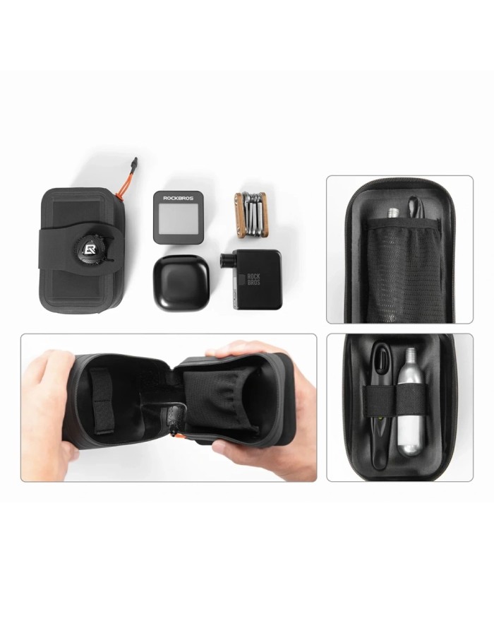 Rockbros AS-150 Waterproof Multifunctional Saddle Bag with Bottle Holder - Black