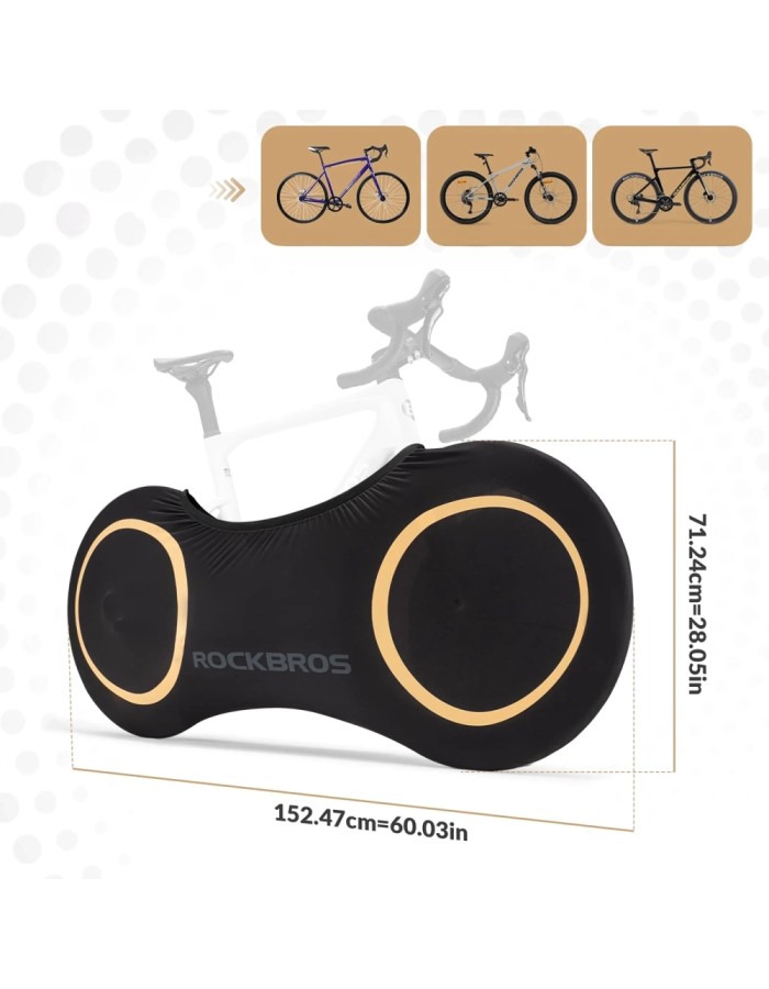 Rockbros D95 Elastic Cover Compatible with 26-29 Inch Gravel, Mountain, City, Road Bikes 700C (71×152 cm) - Black Rockbros D95 Elastic Cover Compatible with 26-29 Inch Gravel, Mountain, City, Road Bikes 700C (71×152 cm) - Black