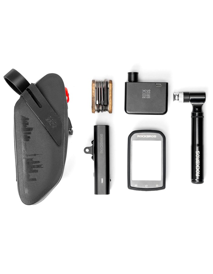 Rockbros AS-078-1 Bicycle Seat Bag with Smart Rear Light 0.8L - Black Rockbros AS-078-1 Bicycle Seat Bag with Smart Rear Light 0.8L - Black