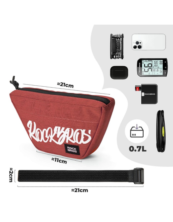 Rockbros G011 Flash Journey trapezoidal handlebar bike bag 0.7 l - red Rockbros G011 Flash Journey trapezoidal handlebar bike bag 0.7 l - red