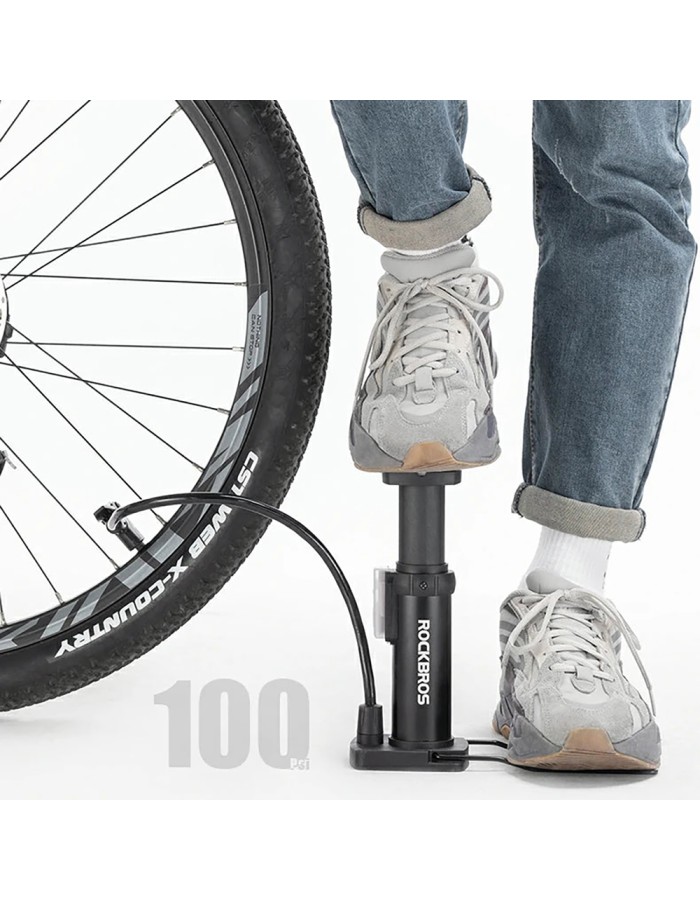 Rockbros 4522L Ultralight Foot Bicycle Pump - Black