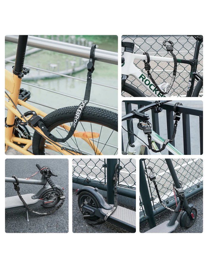 Rockbros 85922 Chain Lock for Scooters and Bikes - Black Rockbros 85922 Chain Lock for Scooters and Bikes - Black