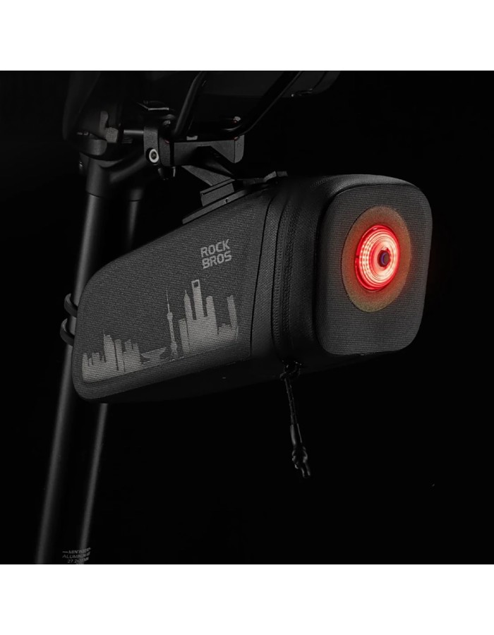 Rockbros AS-141 Lightweight Bicycle Seat Bag with Smart Rear Light - Black Rockbros AS-141 Lightweight Bicycle Seat Bag with Smart Rear Light - Black