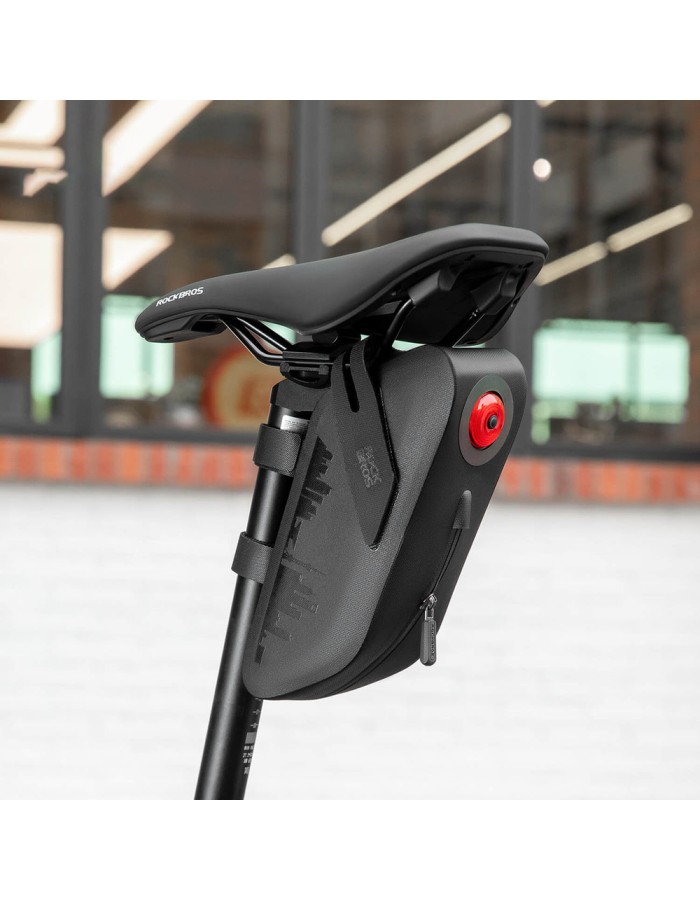 Rockbros AS-078-1 Bicycle Seat Bag with Smart Rear Light 0.8L - Black Rockbros AS-078-1 Bicycle Seat Bag with Smart Rear Light 0.8L - Black
