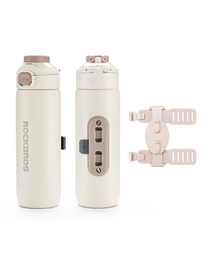 Rockbros S550H-1 700 ml Thermal Bottle with Magnetic Holder and Mounting Strap - Beige