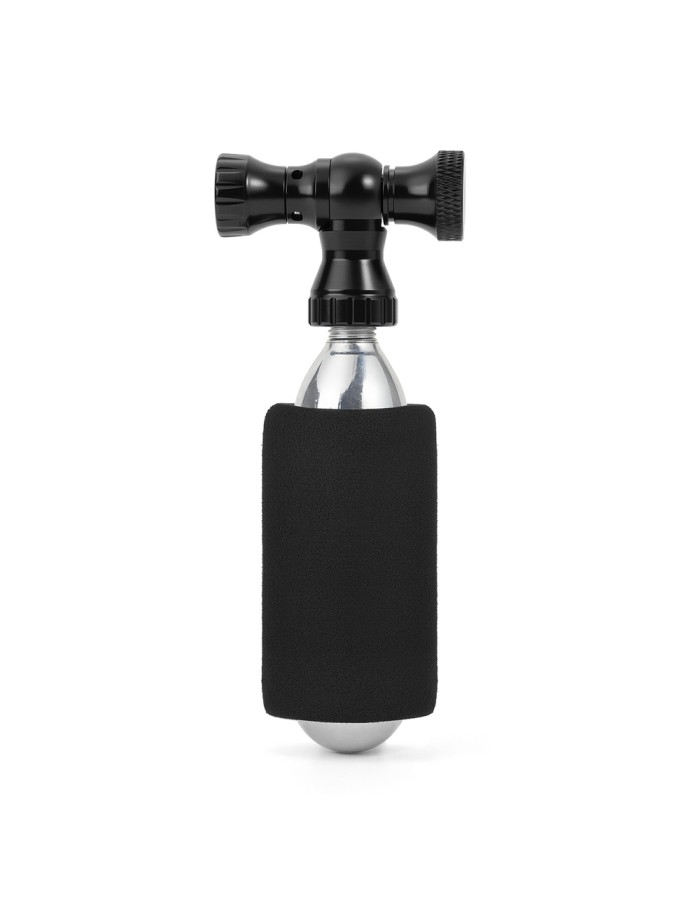 Rockbros CO₂ pump, aluminum alloy valve head, cartridge-free, Presta/Schrader compatible - black
