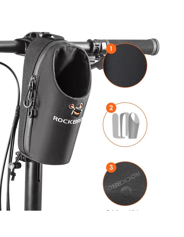 Rockbros P002 Handlebar Bag Compatible with Scooters and Folding City Bikes 1.5L - Black
