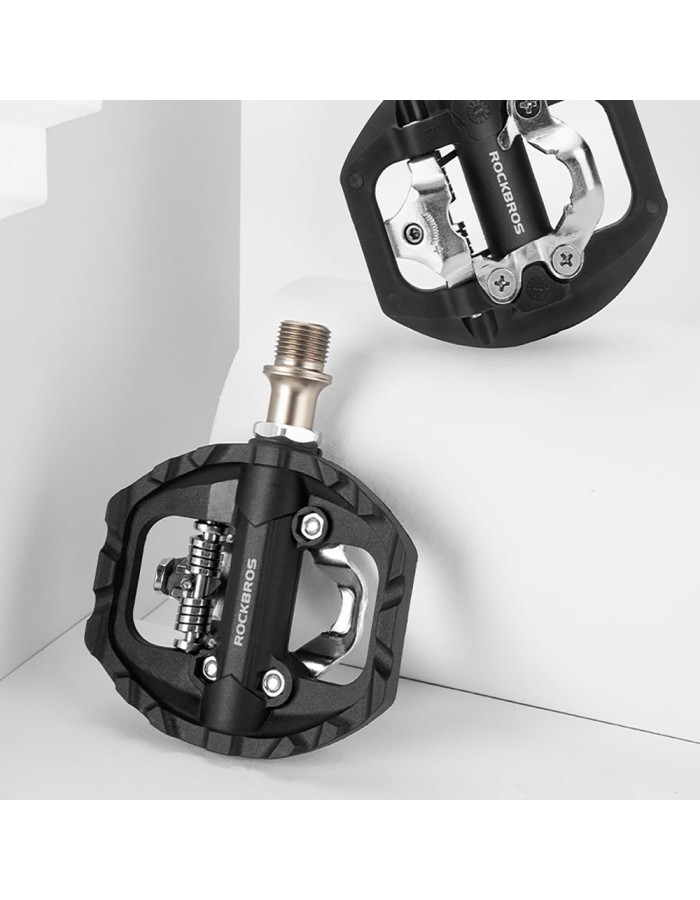 Rockbros M108 Nylon Half-Lock Double-Sided Bicycle Pedals - Black
