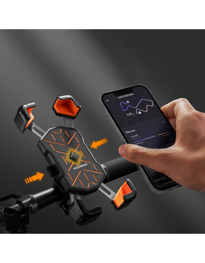 Rockbros HW-117 Handlebar Clamp Phone Holder - Black and Orange Rockbros HW-117 Handlebar Clamp Phone Holder - Black and Orange