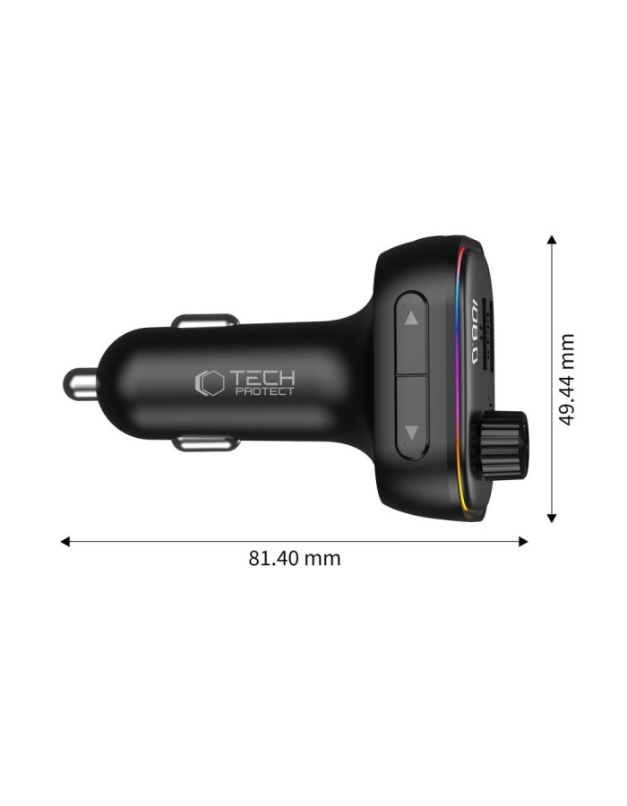 Tech-Protect CC07 3-Port PD 54W Car Charger + Bluetooth FM Transmitter - Black Tech-Protect CC07 3-Port PD 54W Car Charger + Bluetooth FM Transmitter - Black