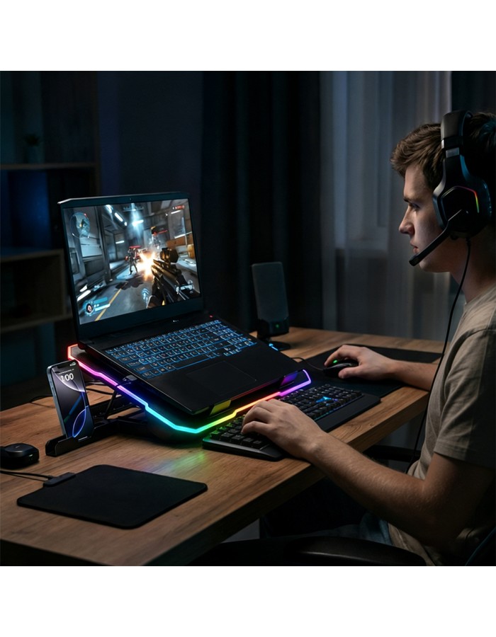 Wozinsky WDCX-A26 NitroCool RGB Gaming Laptop Cooling Pad - Black Wozinsky WDCX-A26 NitroCool RGB Gaming Laptop Cooling Pad - Black