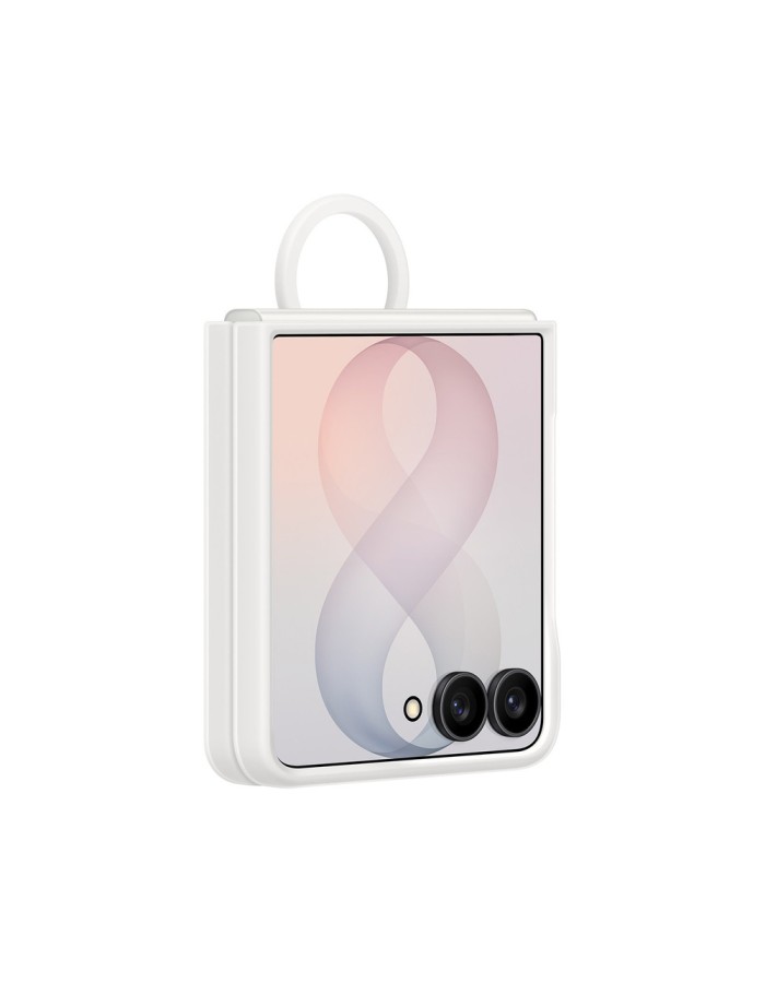 Samsung Silicone Ring Magnet Cover for Samsung Galaxy Z Flip 8 with MagSafe Compatible Ring - White