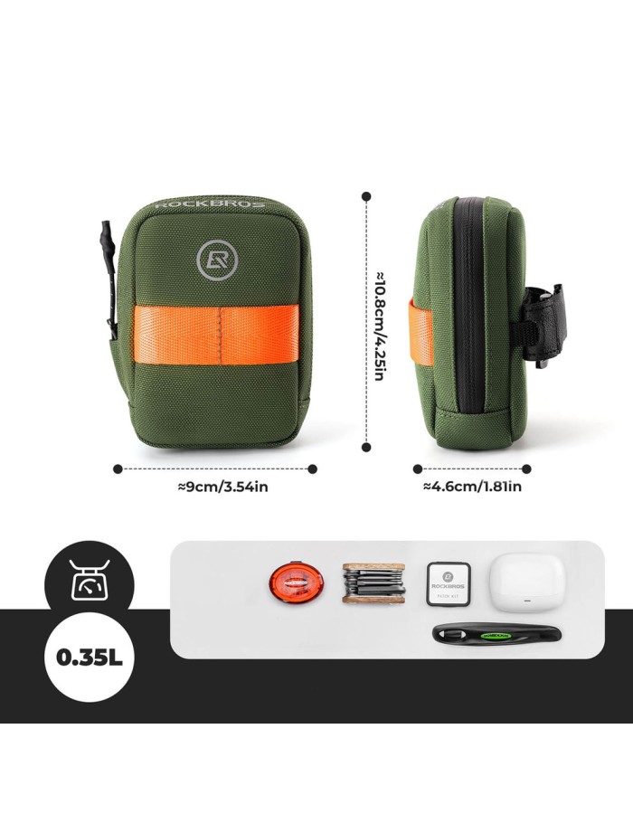 Rockbros F006 bicycle saddle bag 0.35 l - green Rockbros F006 bicycle saddle bag 0.35 l - green