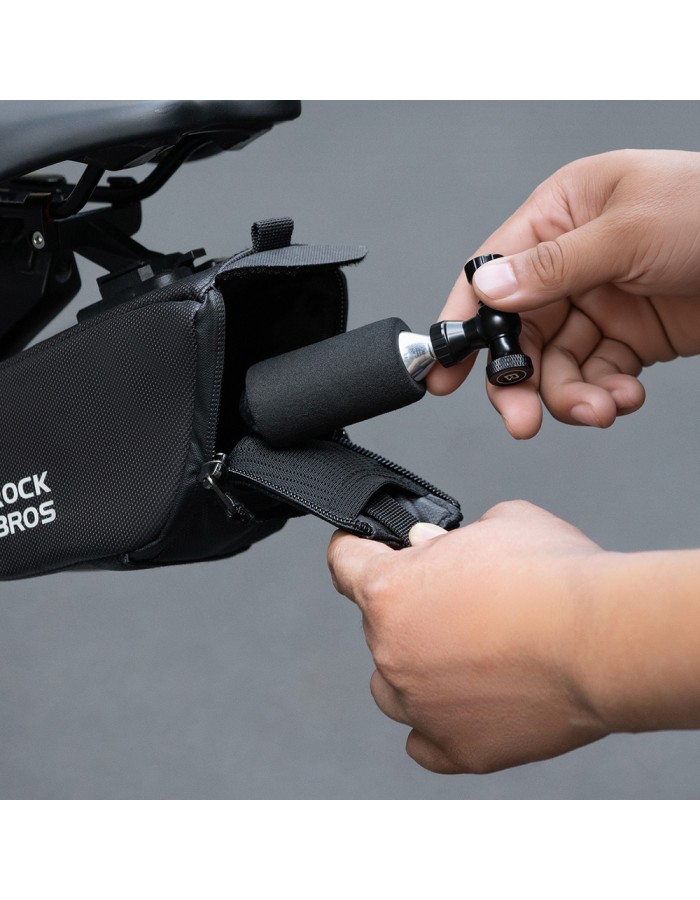 Rockbros CO₂ pump, aluminum alloy valve head, cartridge-free, Presta/Schrader compatible - black